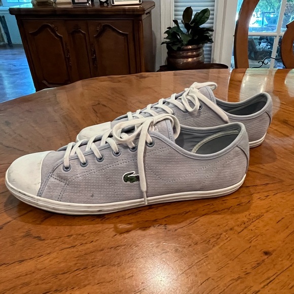 Lacoste baby blue/ gray suede Retro style sneakers. GUC! Super preppy! - Picture 4 of 10